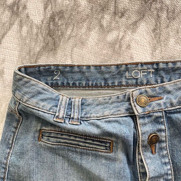 Loft Button Front Denim Mini Skirt Size 2 - Picture 4 of 6